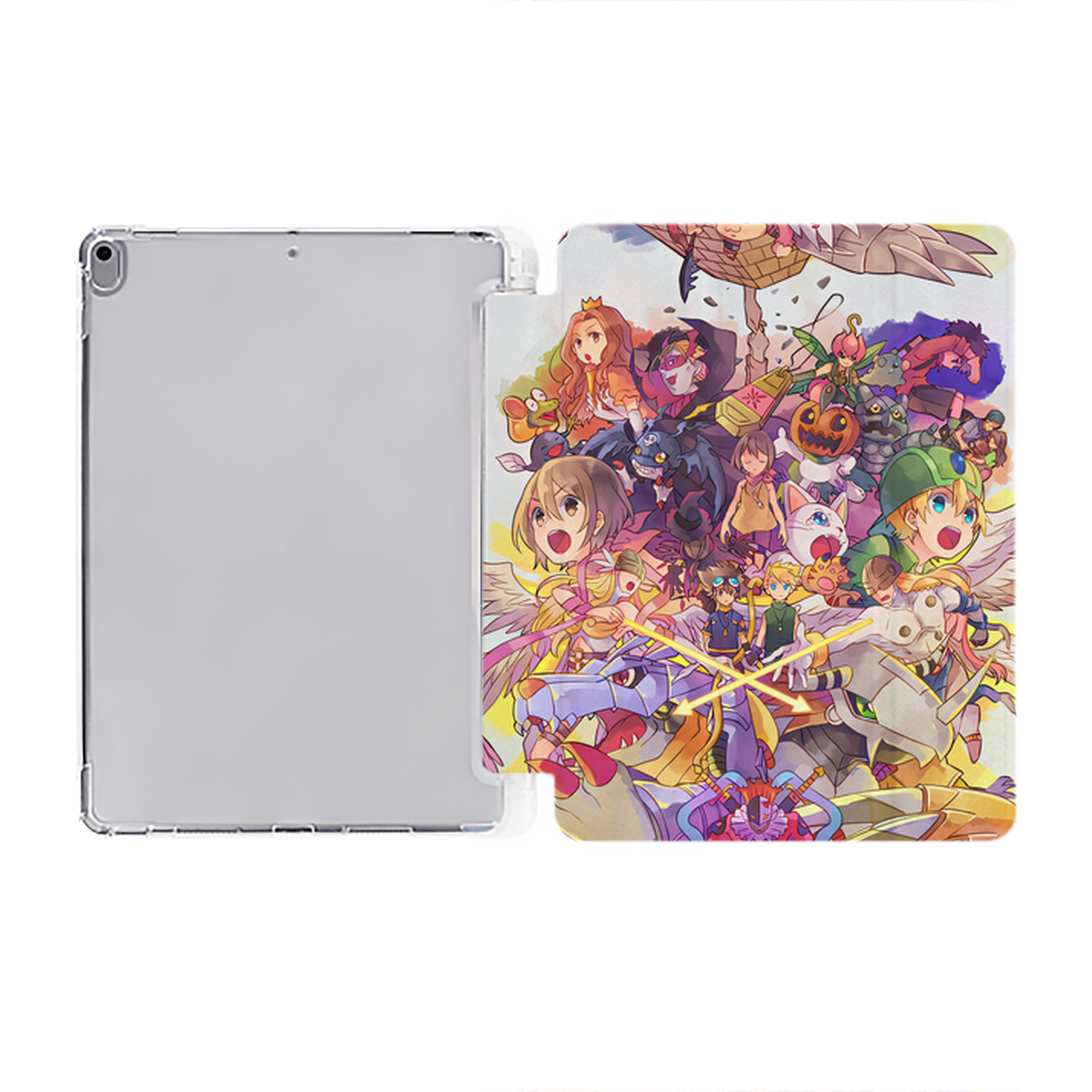 （画像用） Digimon デジタルモンスター/デジモン IPad ケース ペン収納付き 三つ折りスタンド PUレザー×シリコン 対応機種9.5/10.5/10.9インチ